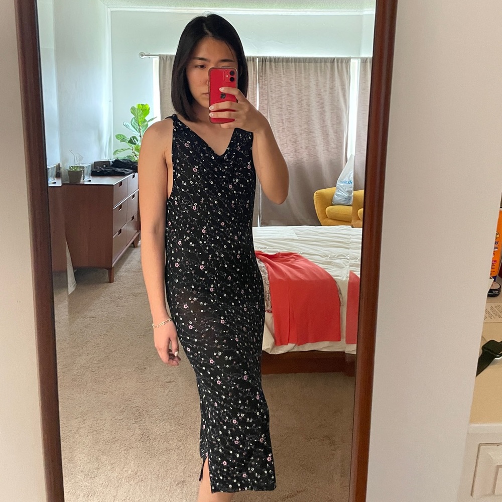 Andy Blanco Vintage Floral Cowl Neck Dress/Slip